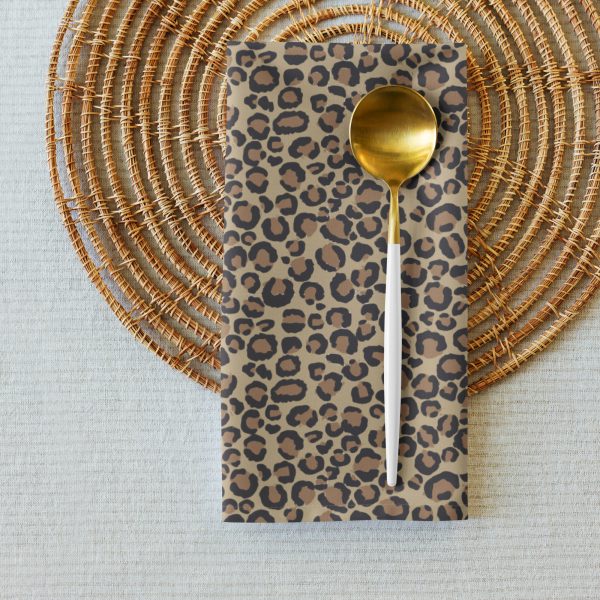 Tan Leopard Cloth Napkin Set