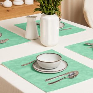 Carnival Glass Green Waves Placemat Set