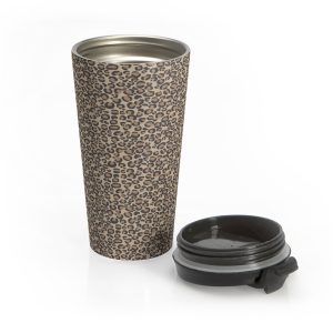 Tan Leopard Stainless Steel Travel Mug