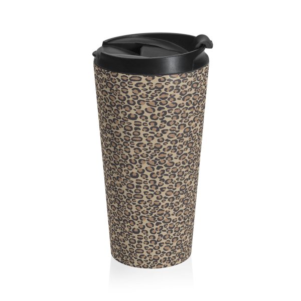 Tan Leopard Stainless Steel Travel Mug