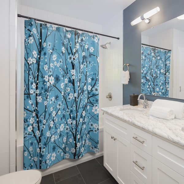 Blue Blossoms Shower Curtain