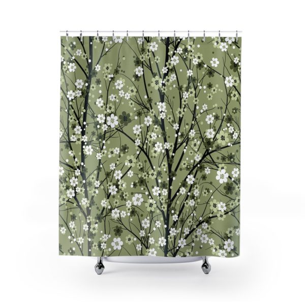 Green Blossoms Shower Curtain