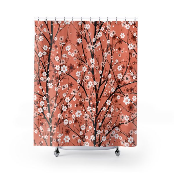 Coral Blossoms Shower Curtain