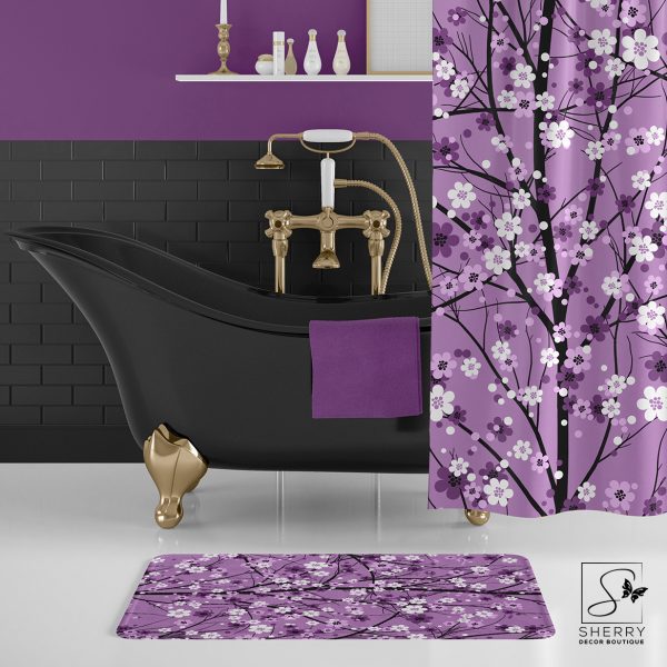 Purple Blossoms Bath Mat