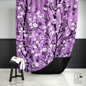 Purple Blossoms Shower Curtain