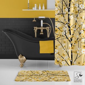 Yellow Blossoms Bath Mat