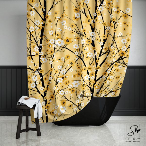 Yellow Blossoms Shower Curtain