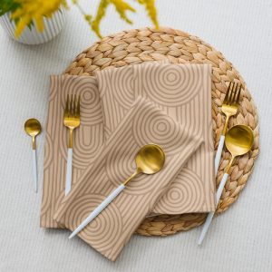 Beige Zen Garden Circles Cloth Napkin Set