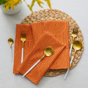 Orange Zen Garden Circles Cloth Napkin Set