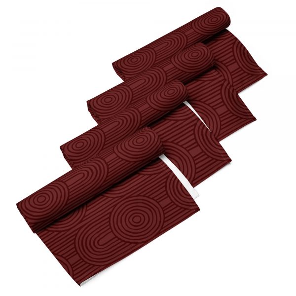 Red Zen Garden Circles Cloth Napkin Set