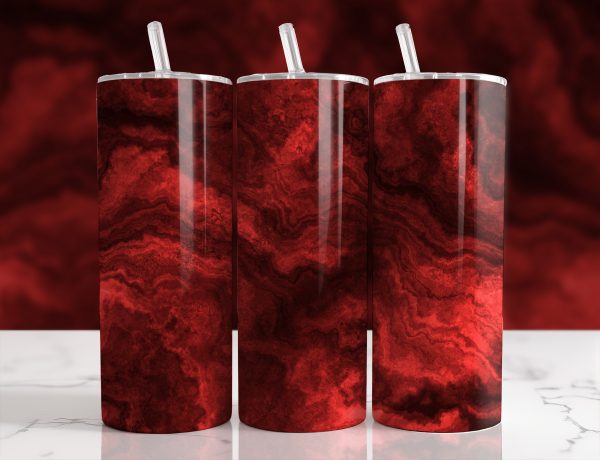 Ruby Red Marble Stainless Steel Tumbler