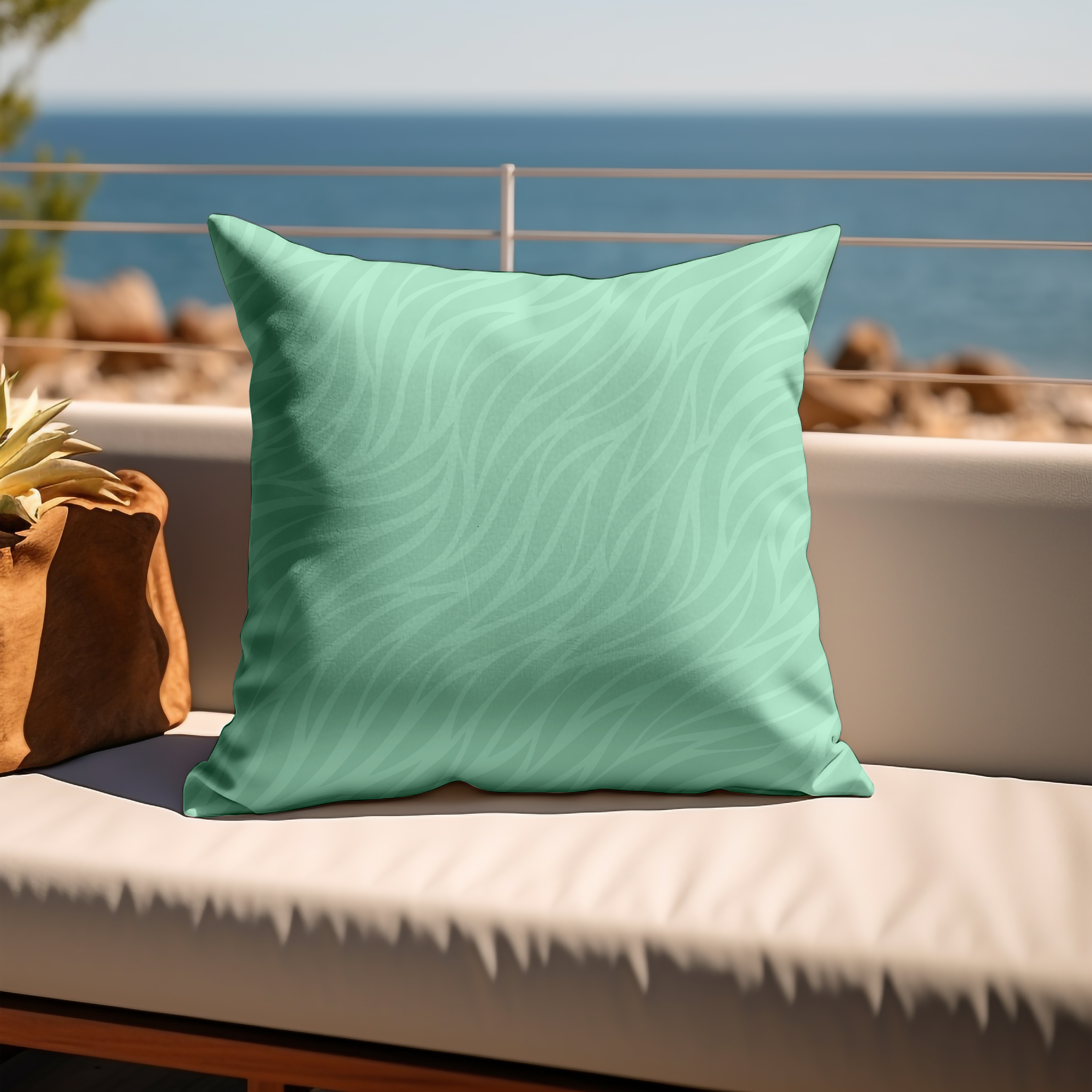 Carnival Glass Green Waves Outdoor Pillow