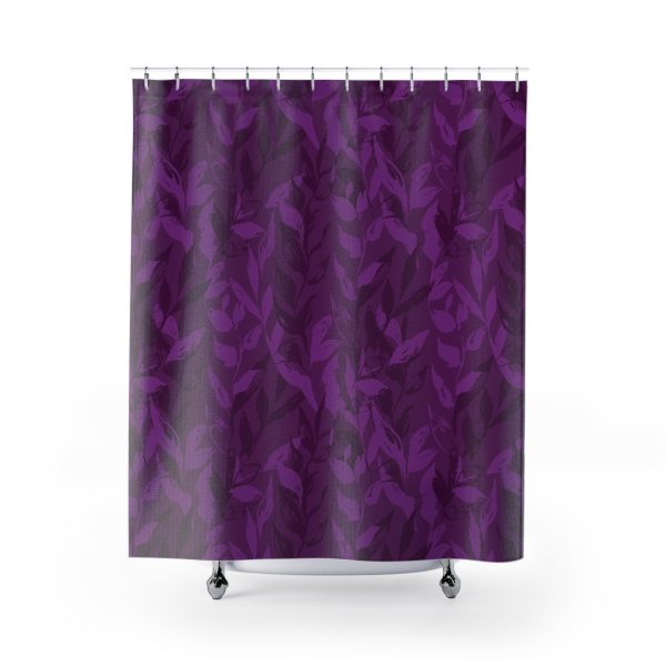 Grape Monochrome Leaves Shower Curtain