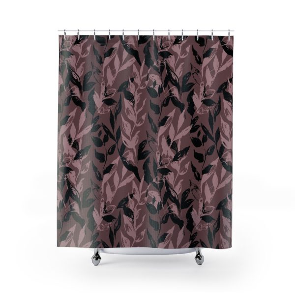 Mauve Monochrome Leaves Shower Curtain