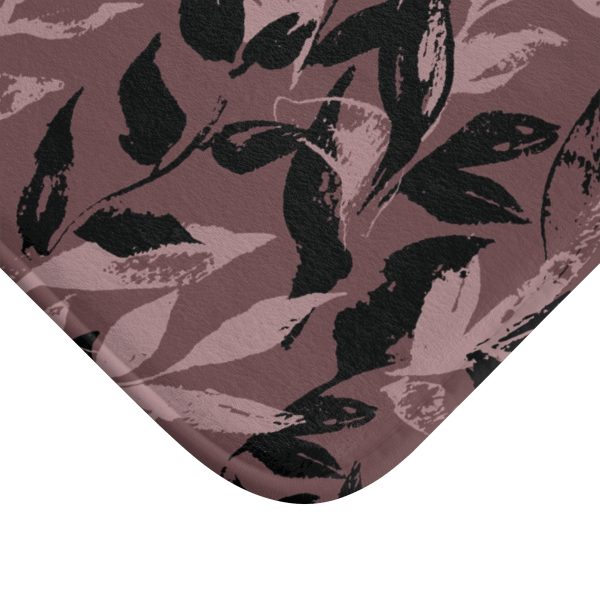 Mauve Monochrome Leaves Bath Mat