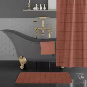 Terracotta Lines Bath Mat