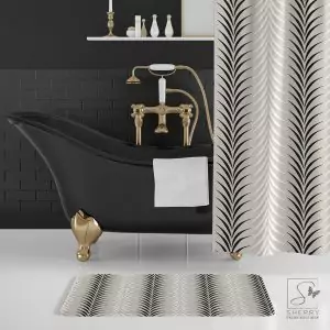 Ivory Chevron Stripes Bath Mat