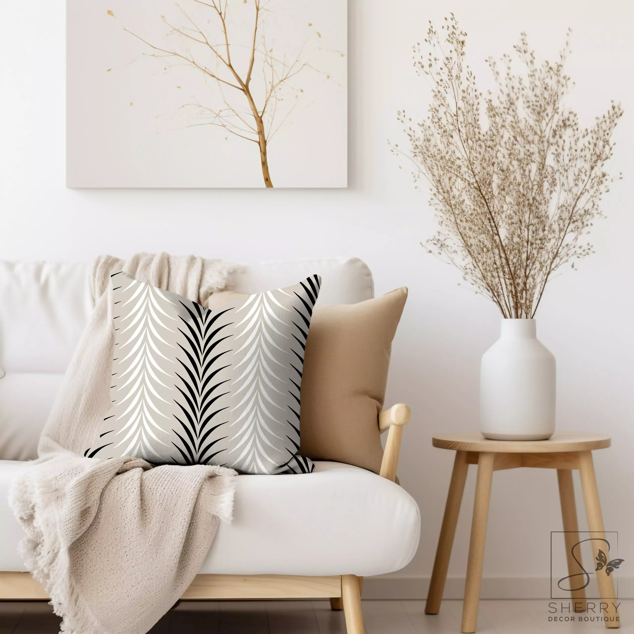 Ivory Chevron Stripes Faux Suede Pillow Cover