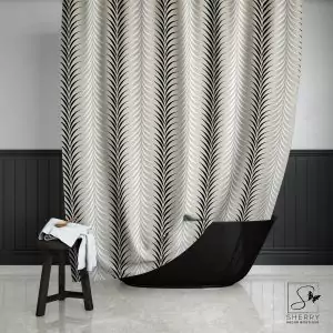 Ivory Chevron Stripes Shower Curtain