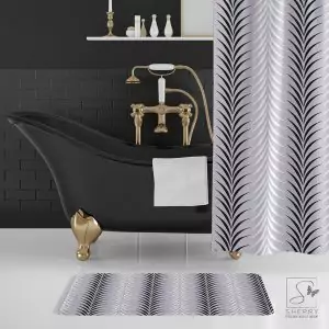 Lilac Chevron Stripes Bath Mat