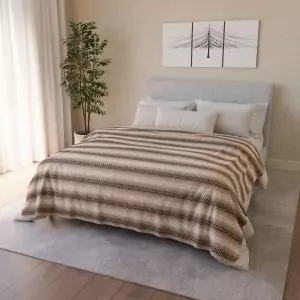 Beige Chevron Stripes Fleece Sherpa Blanket