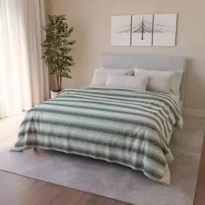 Green Chevron Stripes Fleece Sherpa Blanket