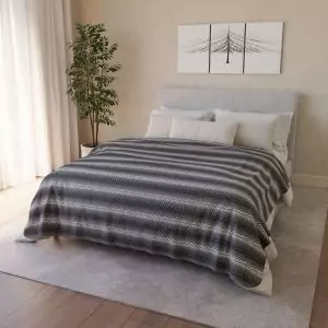 Gray Chevron Stripes Fleece Sherpa Blanket