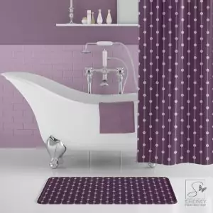 Plum Dot Stripes Bath Mat