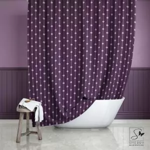 Plum Dot Stripes Shower Curtain