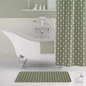 Sage Dot Stripes Bath Mat