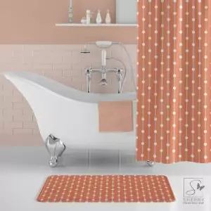 Salmon Dot Stripes Bath Mat