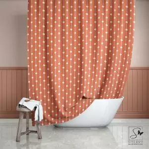 Salmon Dot Stripes Shower Curtain