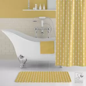 Yellow Dot Stripes Bath Mat