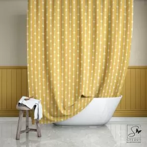 Yellow Dot Stripes Shower Curtain