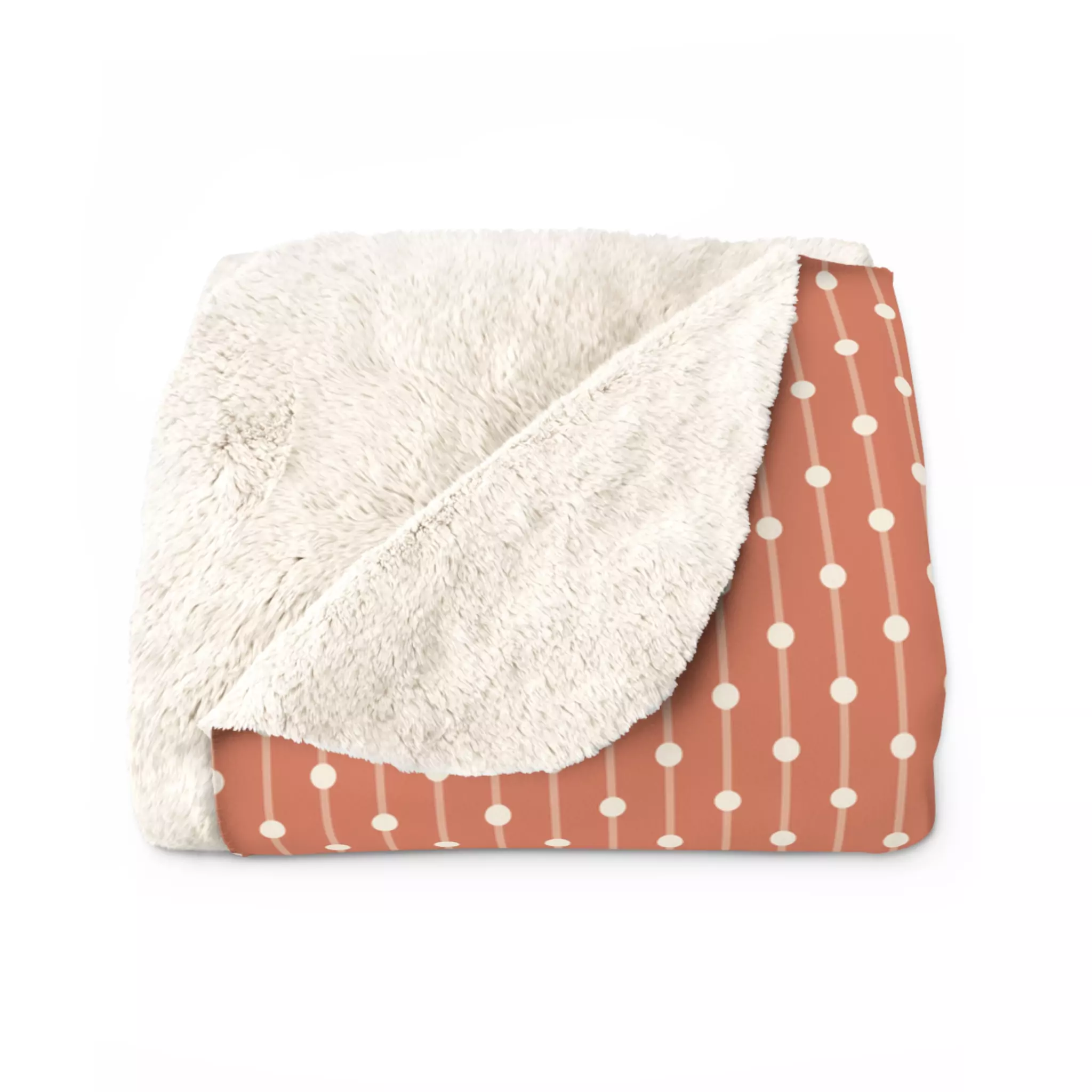 Salmon Dot Stripes Sherpa Fleece Blanket