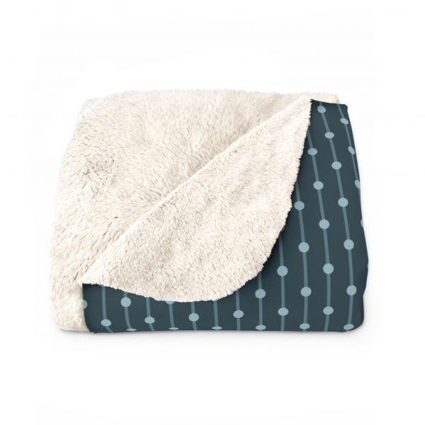 Teal Dot Stripes Sherpa Fleece Blanket
