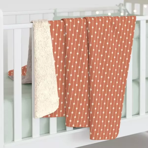 Salmon Dot Stripes Sherpa Fleece Blanket