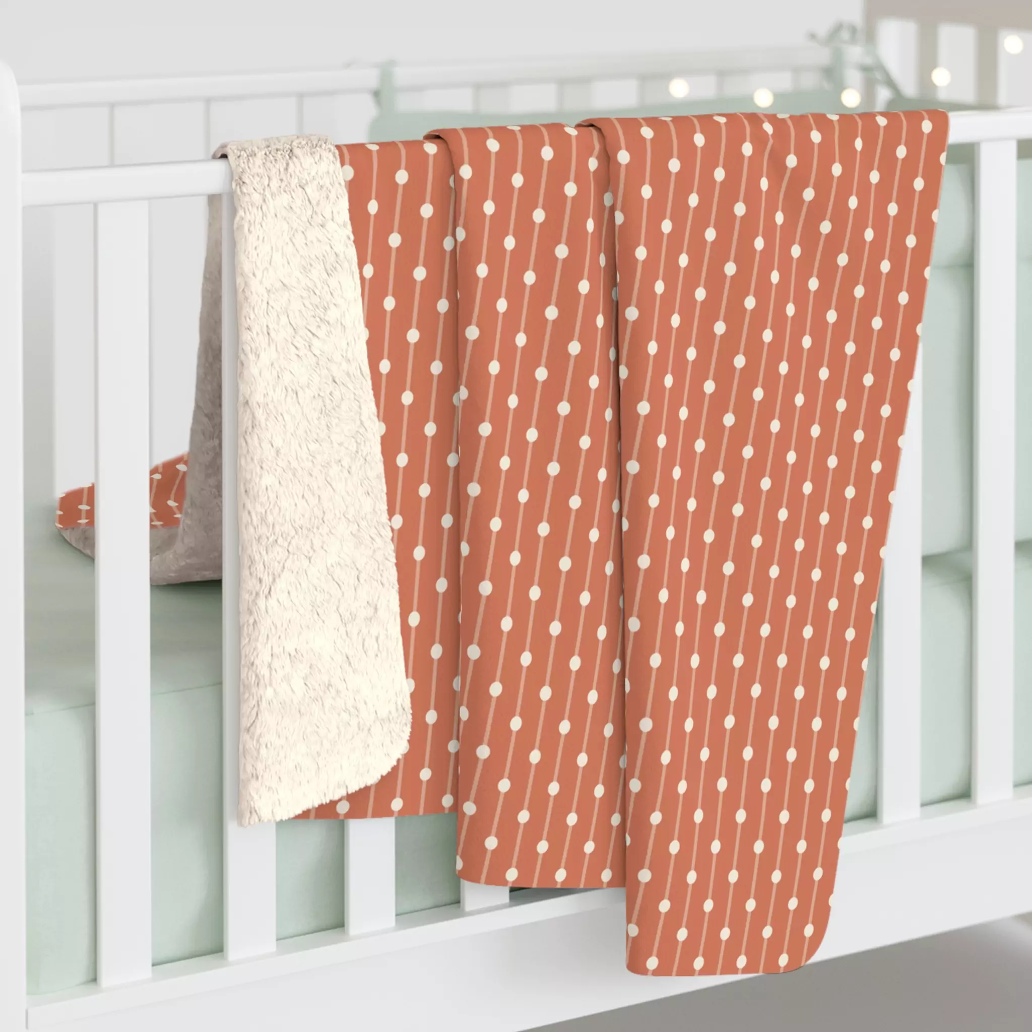 Salmon Dot Stripes Sherpa Fleece Blanket